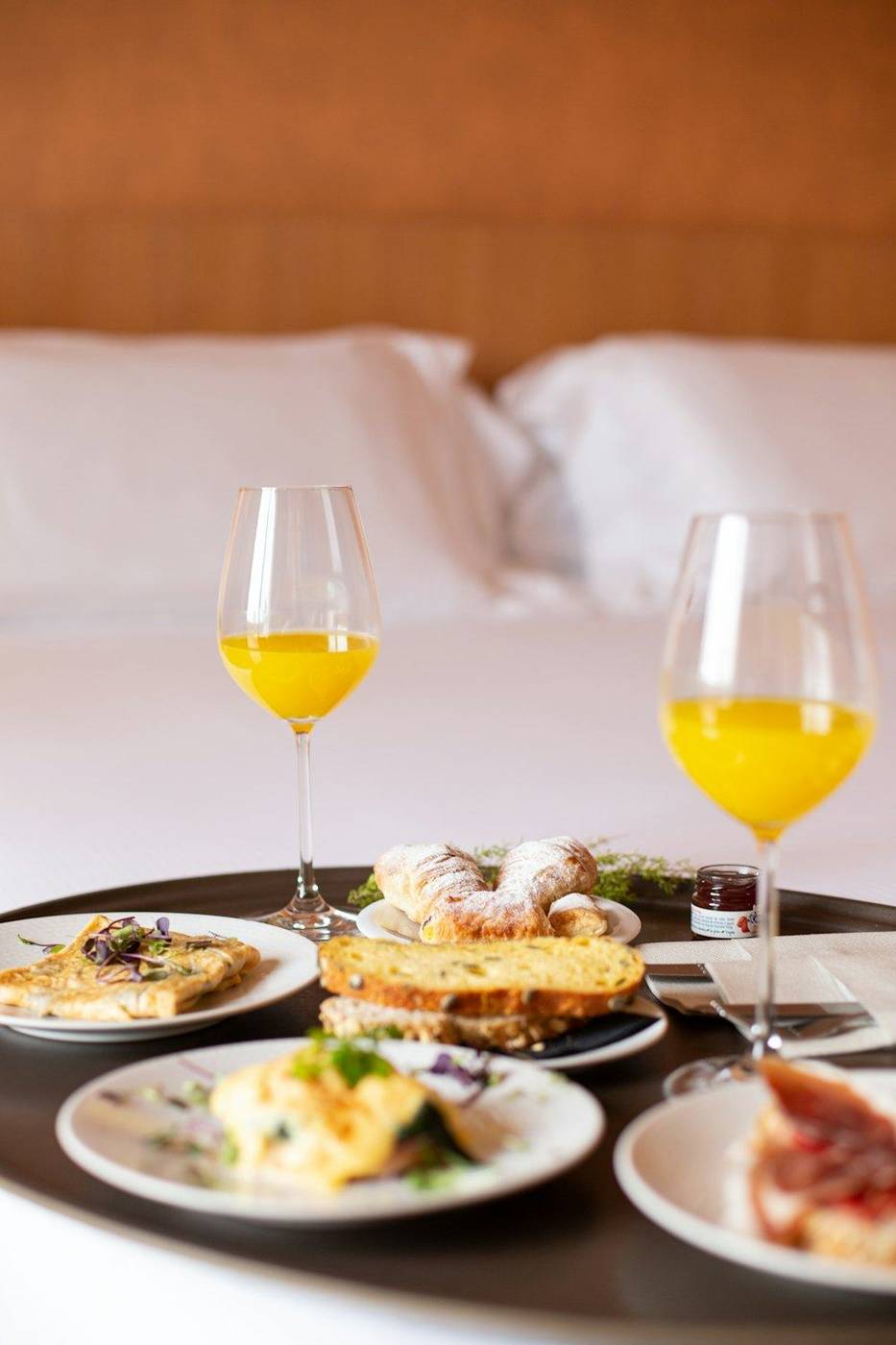 Breakfast with orange juice by the window