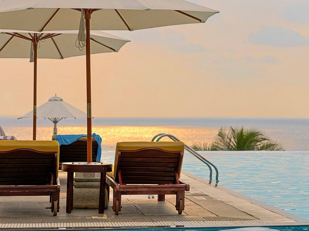 Sun loungers by the pool