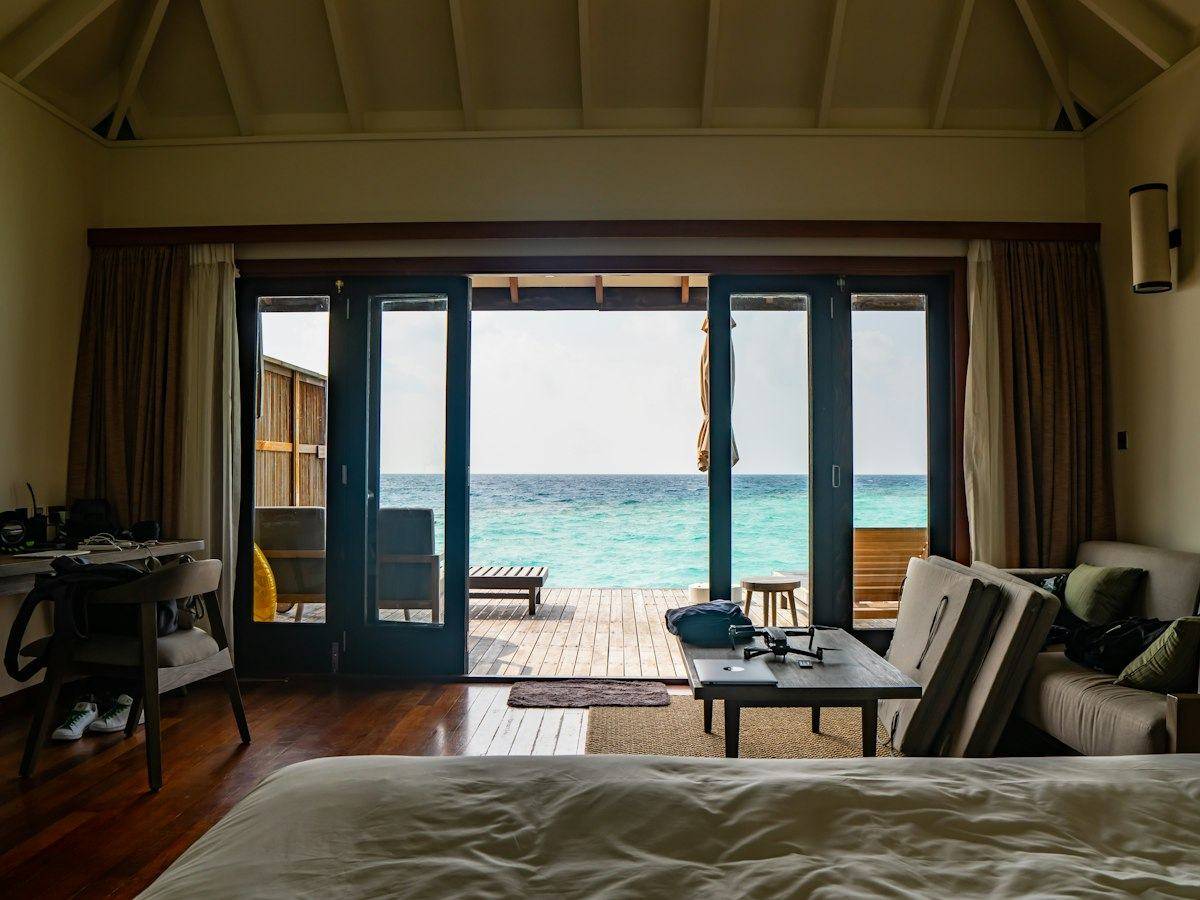 Bedroom opening to the sea