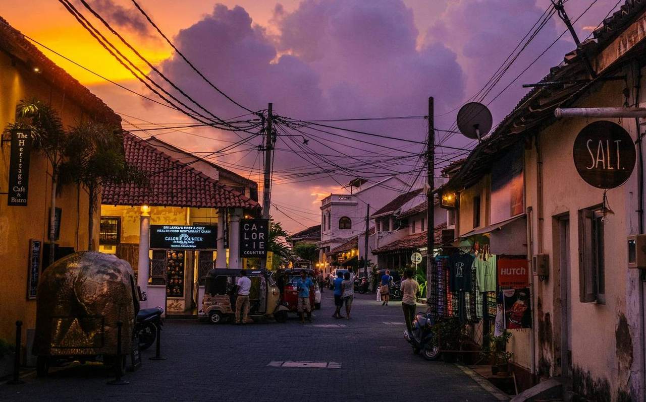Galle Fort street at dusk
